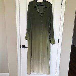 Eloquii Olive Ombre Long Sleeve Dress